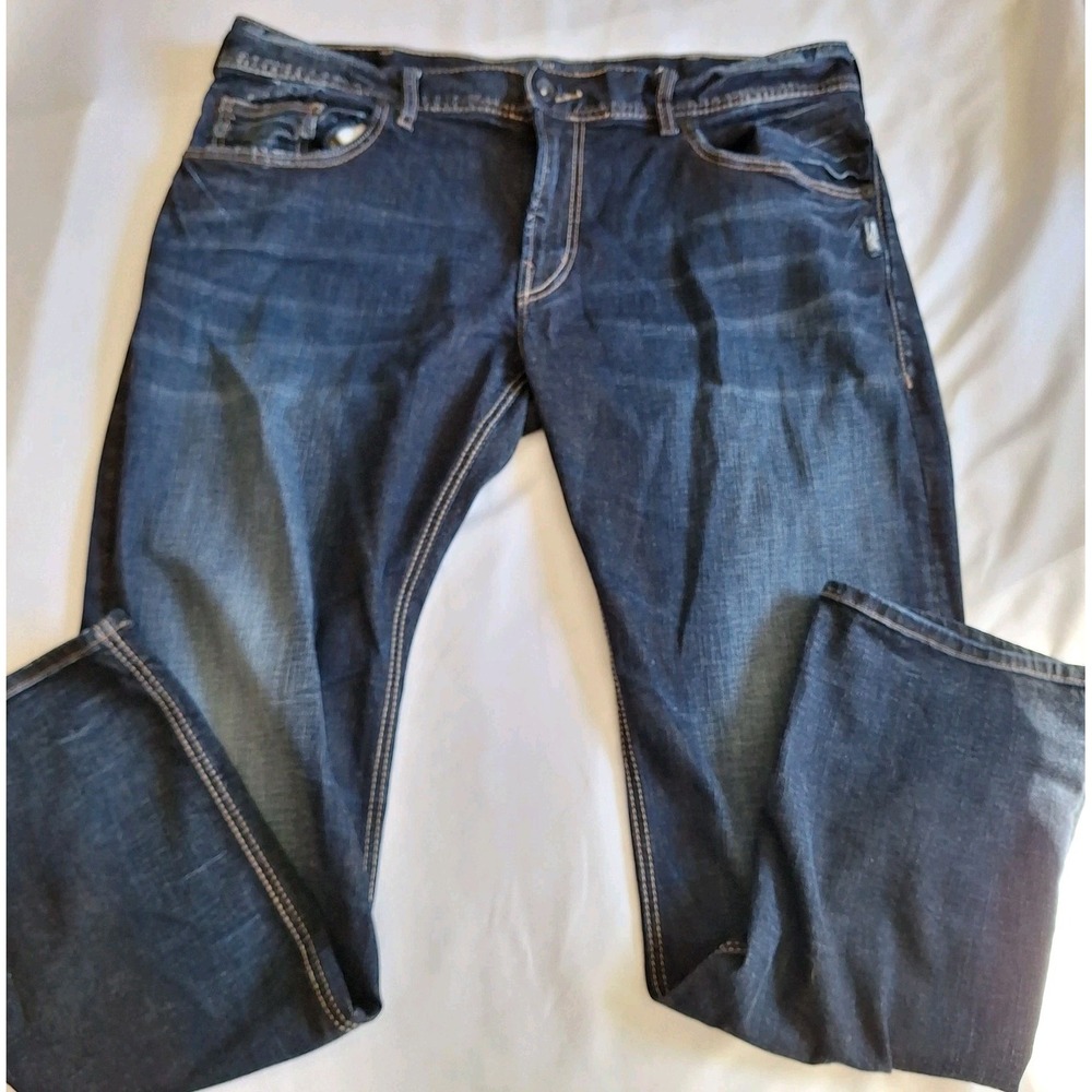 Silver Jeans Co Allan Mens 38x32 Classic Fit Straight Leg Dark Wash Stretch